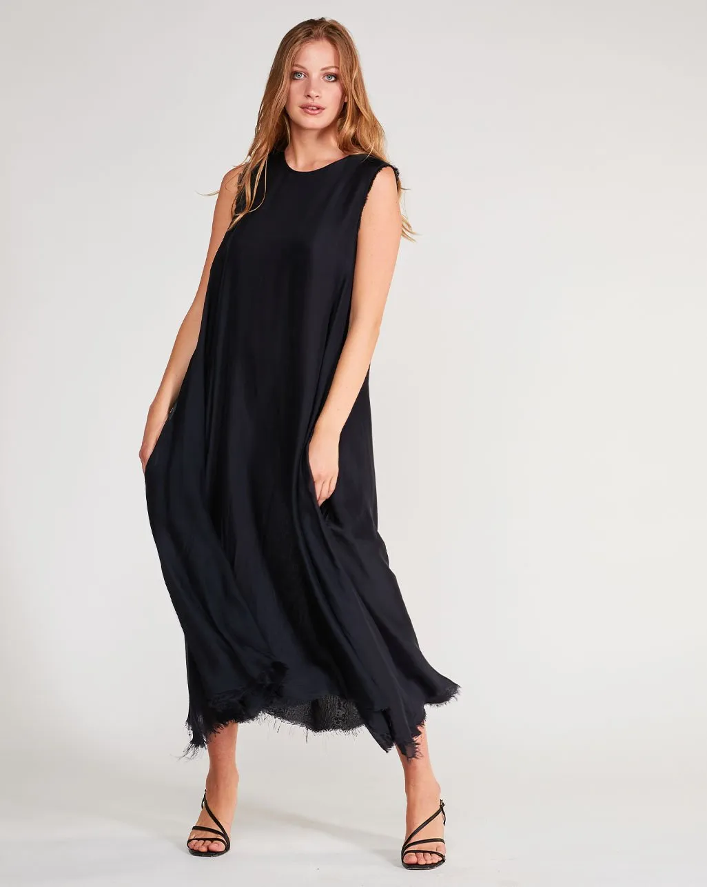 SIlk Blend Flyaway Tank Maxi Dress
