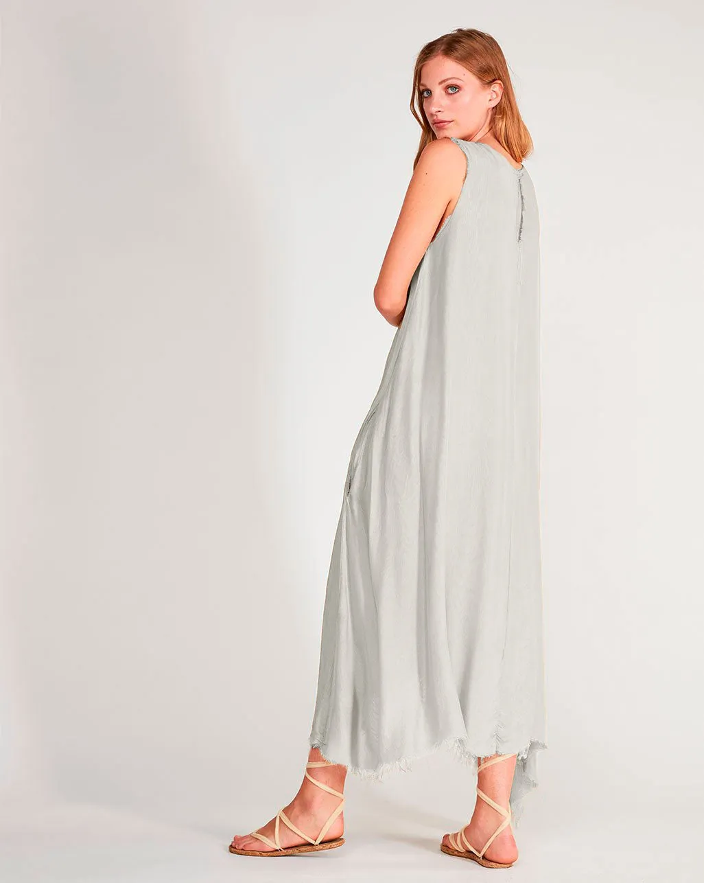 SIlk Blend Flyaway Tank Maxi Dress
