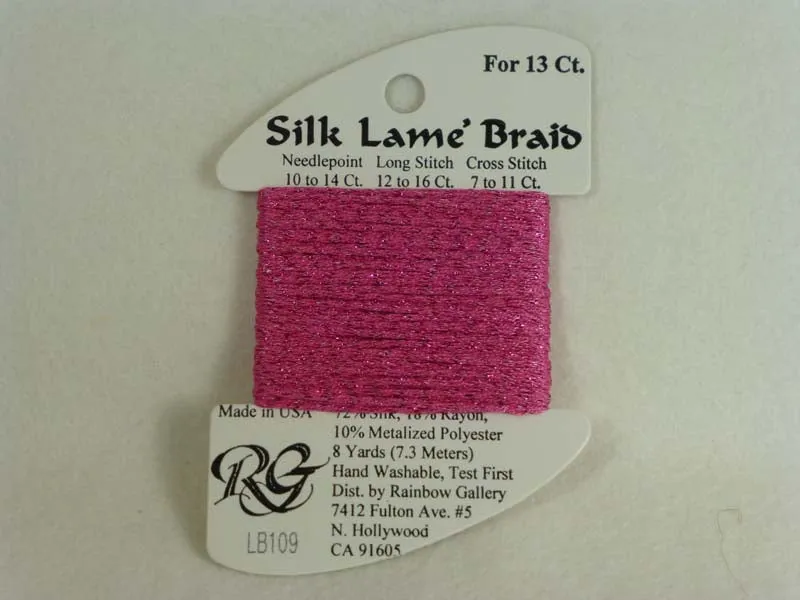 Silk Lame Braid LB109 Medium Raspberry