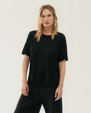 SILK LAUNDRY | Ribbed T-Shirt | Black
