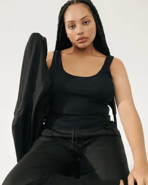 SILK LAUNDRY | Ribbed Tank | Black