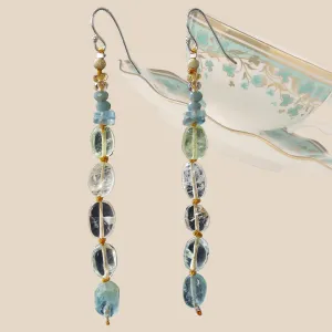 Silk Road Allure: aquamarine, kyanite, and silk earrings