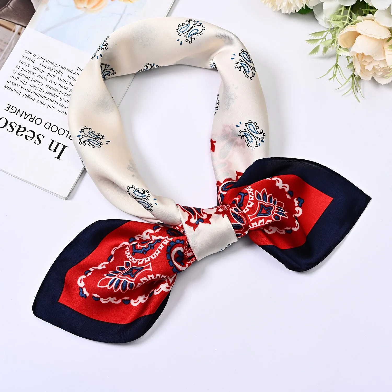 Silky Paisley Pattern Bandana Scarf for Women 70*70cm