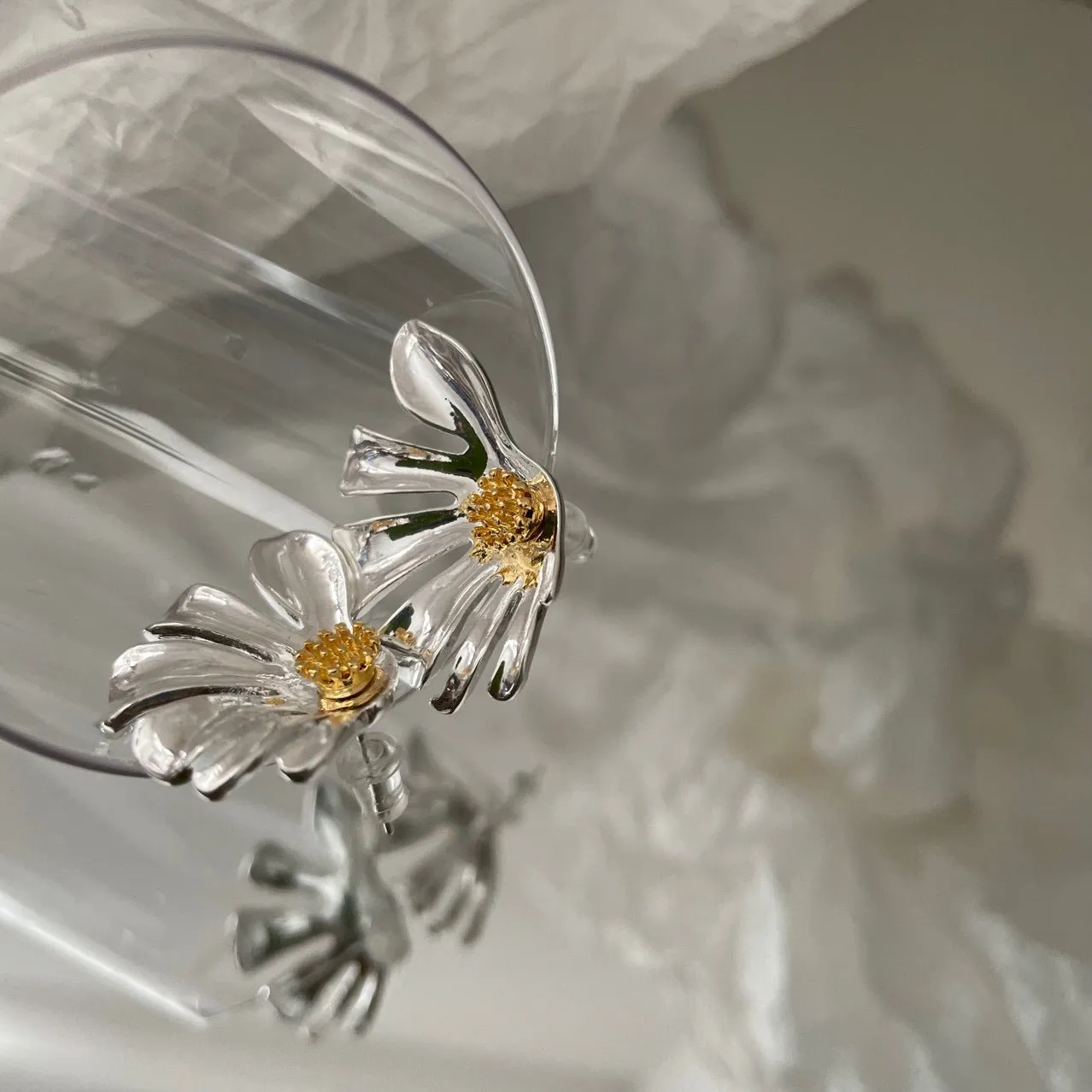 Silver Daisy Earrings