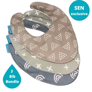 Simple Patterns Bundle of 3 SEN Waterproof Dribble Bibs