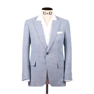 Single Breasted Notch Lapel Jacket in Sky Blue Hopsack
