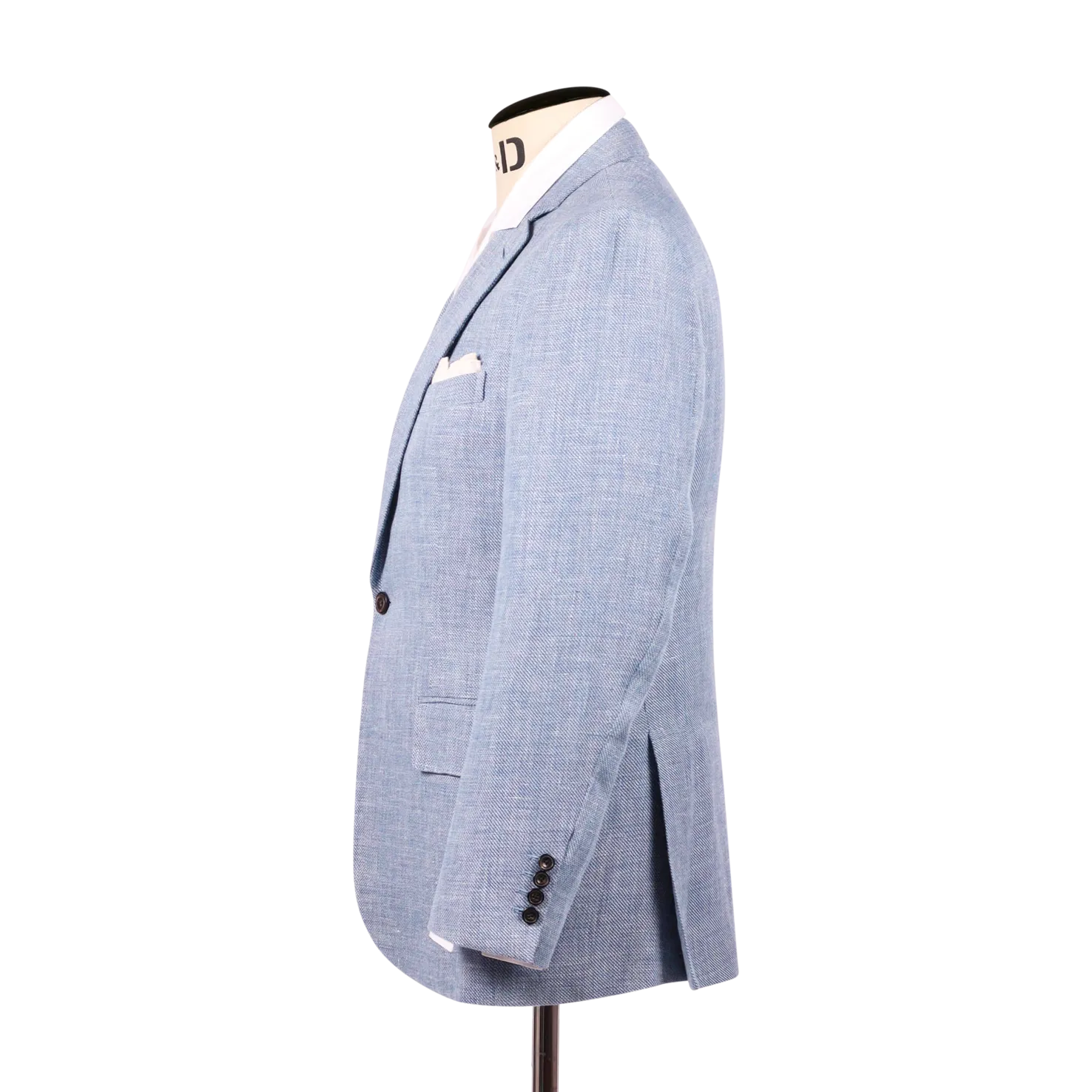 Single Breasted Notch Lapel Jacket in Sky Blue Hopsack