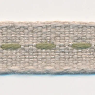 Single Stitched Linen Ribbon #8 Ecru & Green