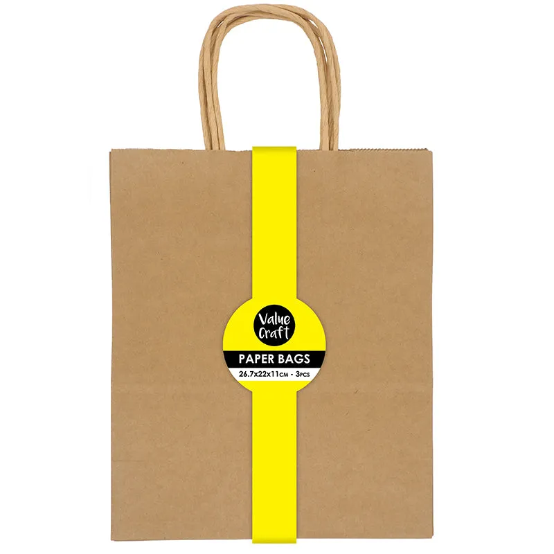 SMALL PAPER BAGS 267X220MM NATURAL 3PC