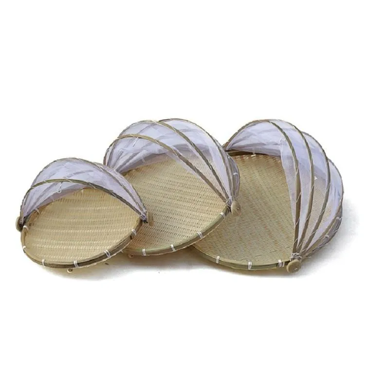 Small Round Bamboo Woven Dustpan Basket For Household Storage - 30Cm
