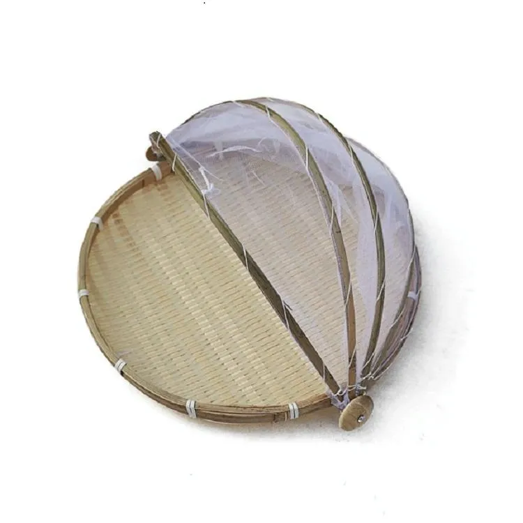 Small Round Bamboo Woven Dustpan Basket For Household Storage - 30Cm