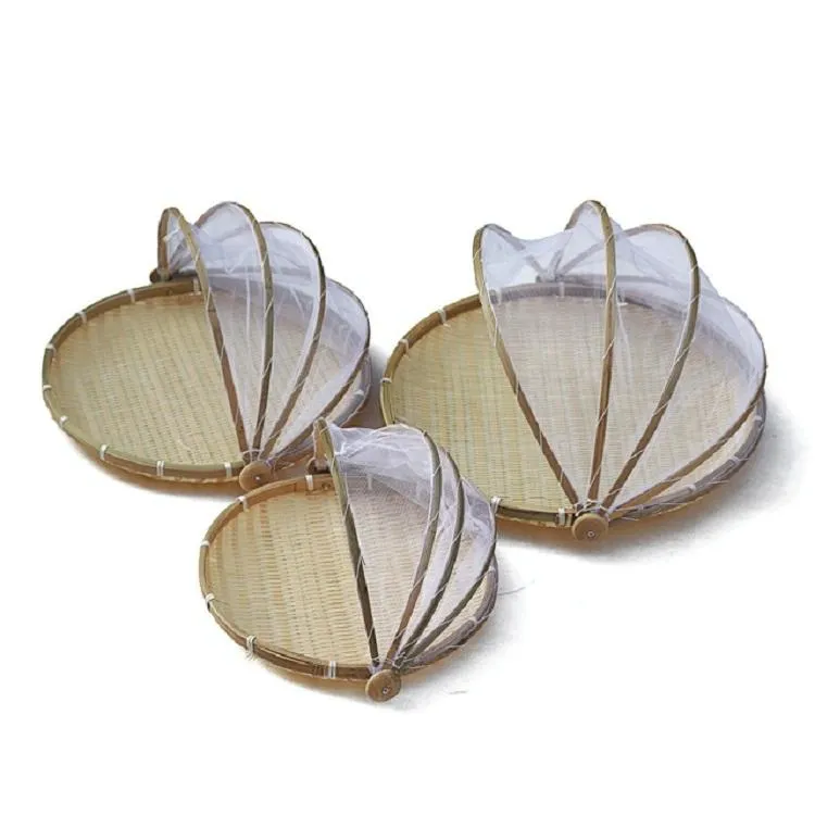 Small Round Bamboo Woven Dustpan Basket For Household Storage - 30Cm