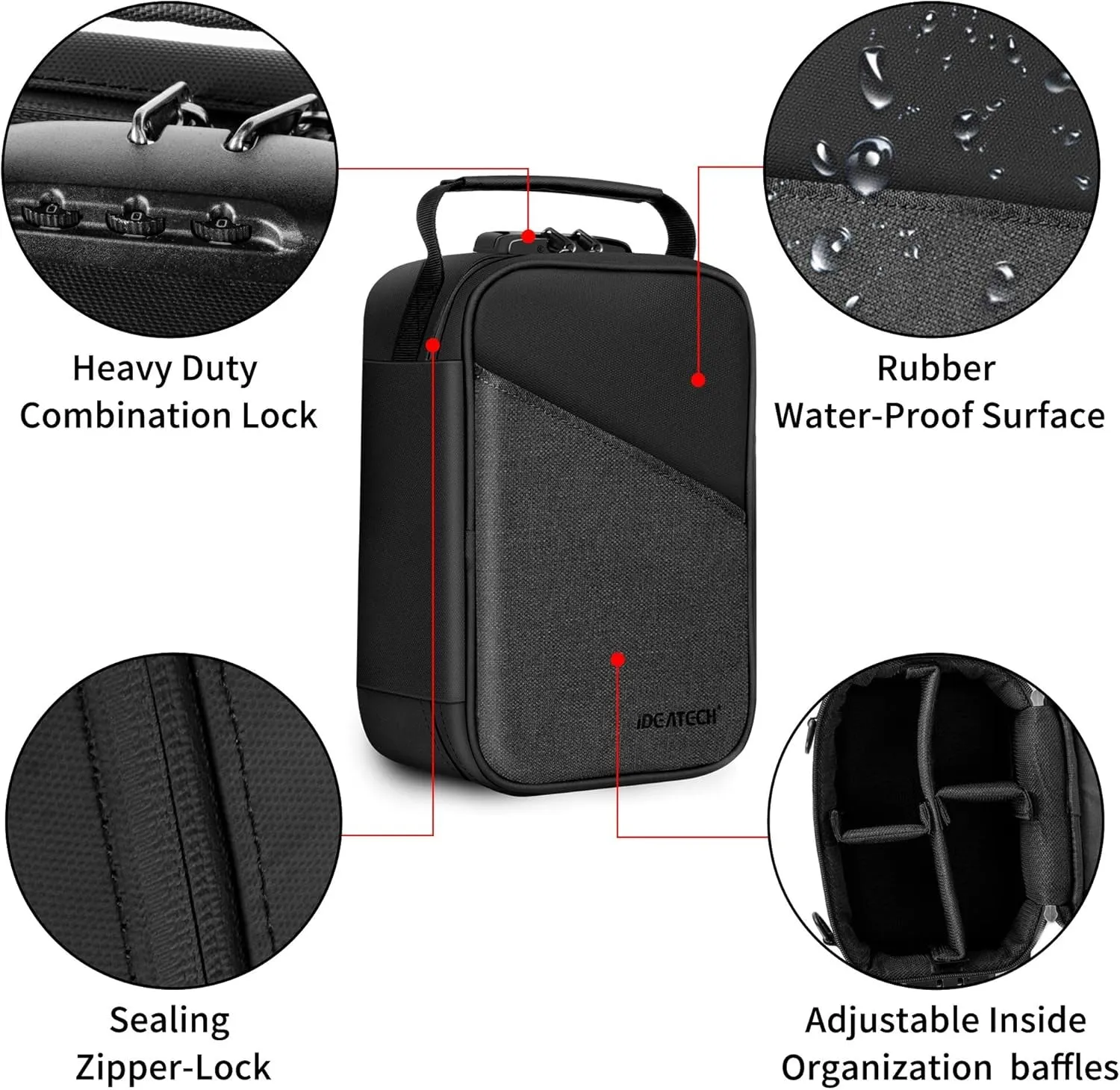 Smell Proof Bag for Travel, Smell Proof Stash Box, Smell Proof Containers, Odorless Travel Storage Bag,Home Organizer Case Odor Proof Lock Box with Accessories,Birthday Christmas Gift for Men
