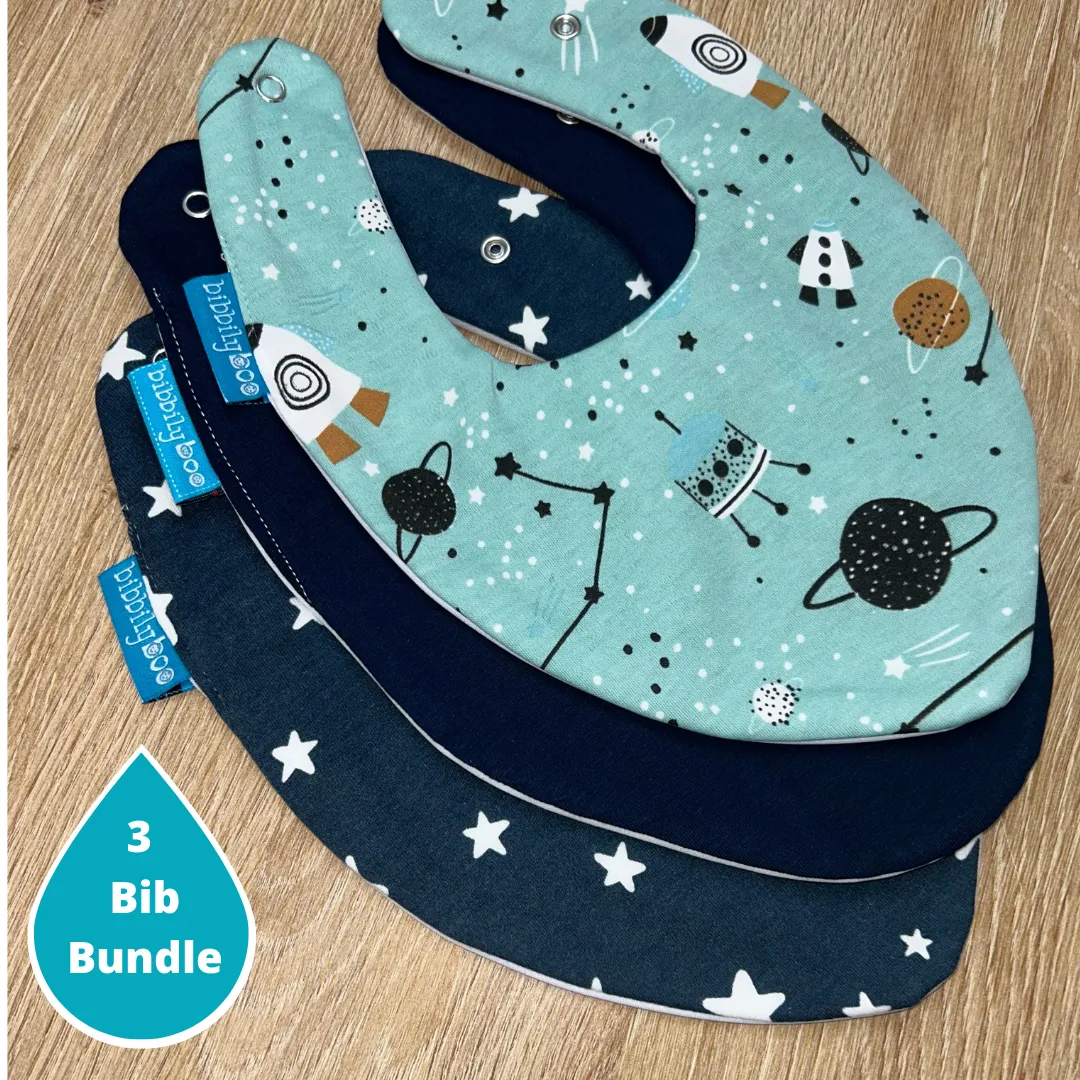 Space Bundle of 3 Waterproof Dribble Bib