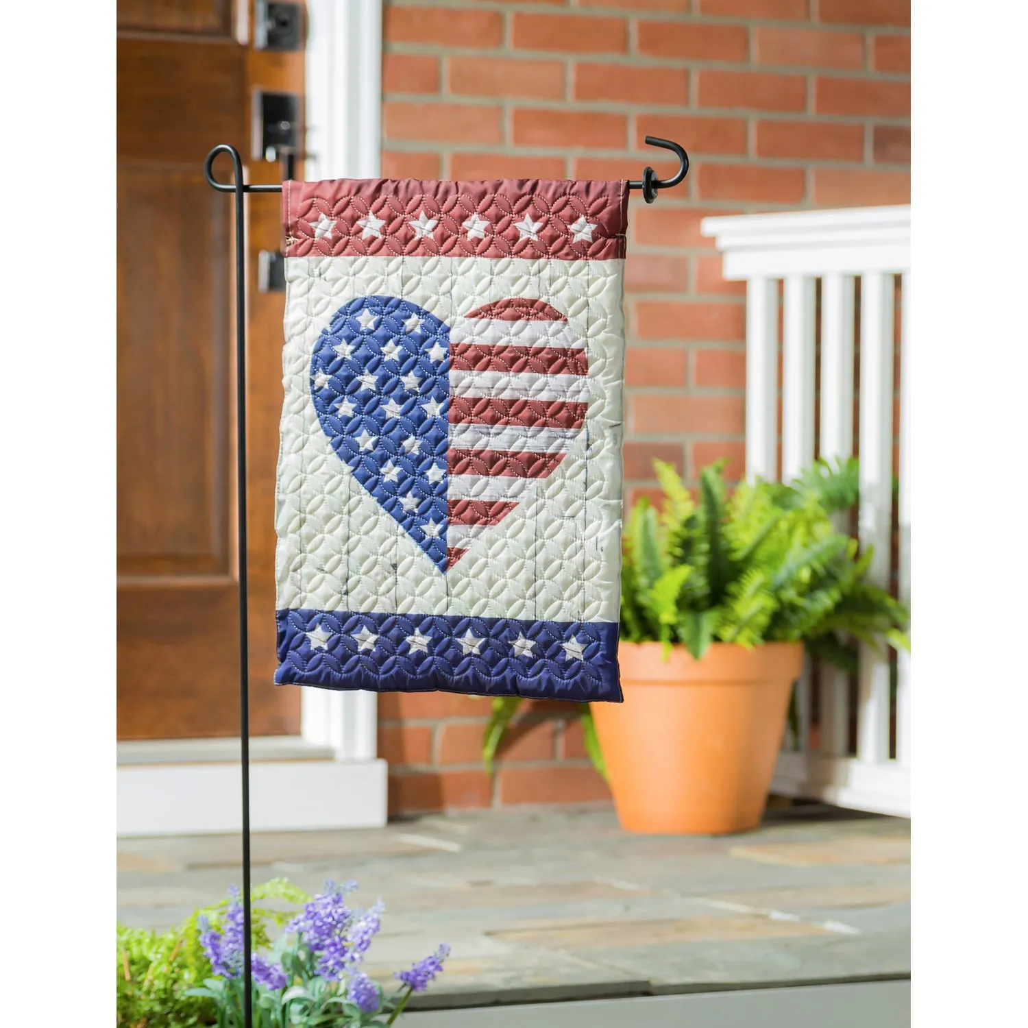 Stars & Stripes Heart Garden Quilted Flag,14q9862