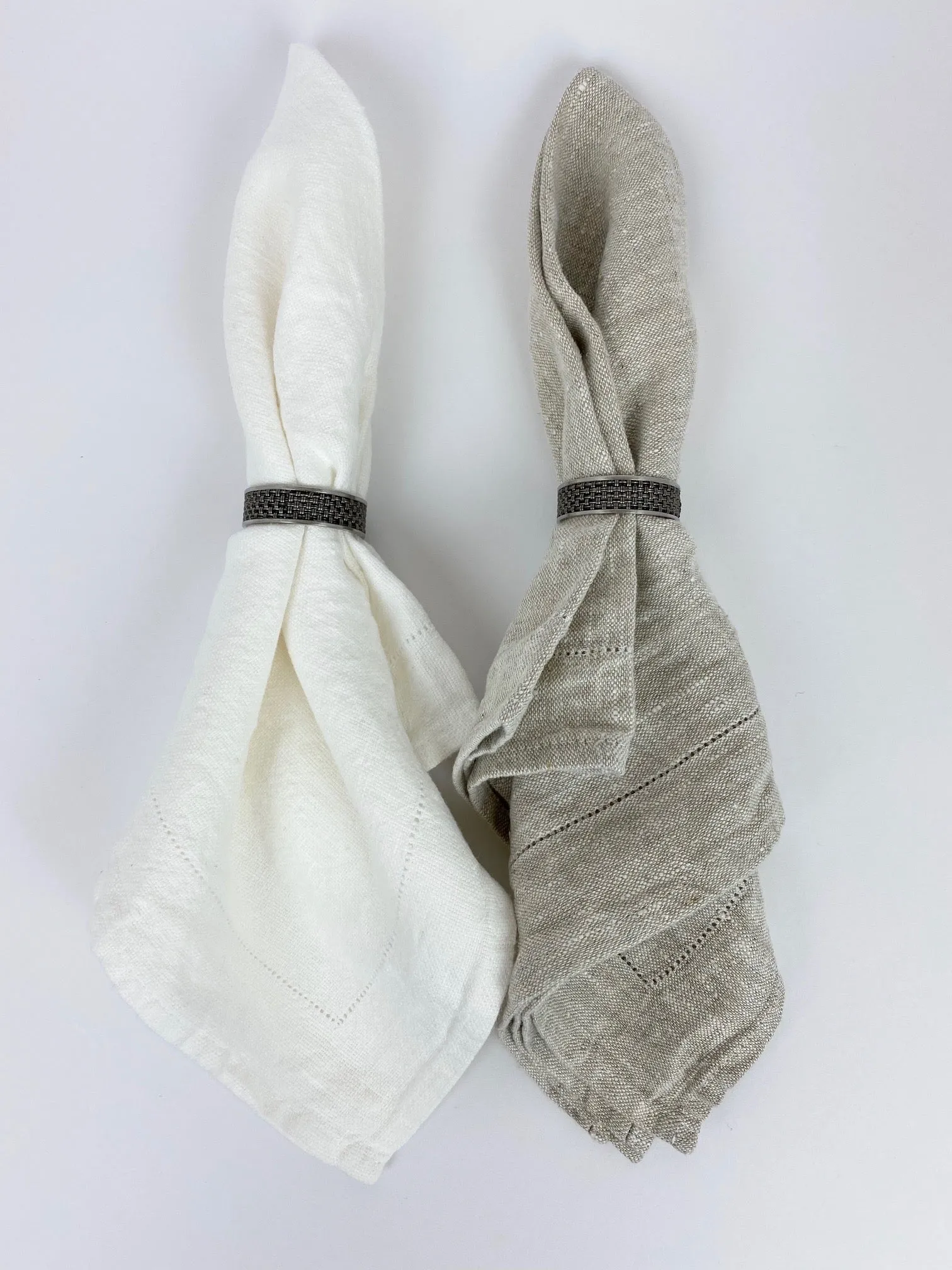 Stonewashed Napkin White with Dot Hemstitch