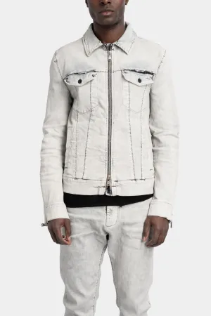 Stretch denim jacket, White leather effect