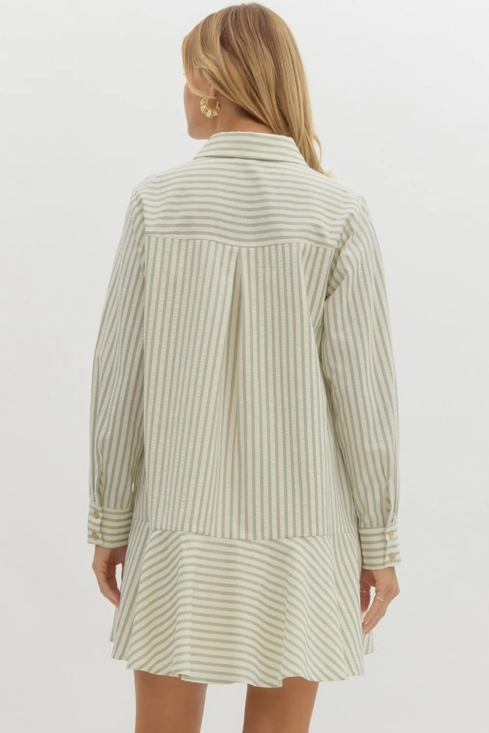 Striped Drop Waist Mini Dress {Sage}