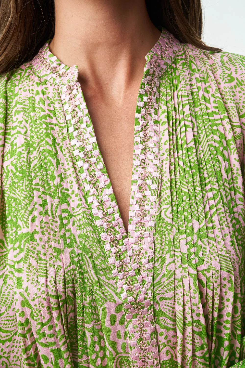STYLIANOS DRESS - ANIMAL GREEN