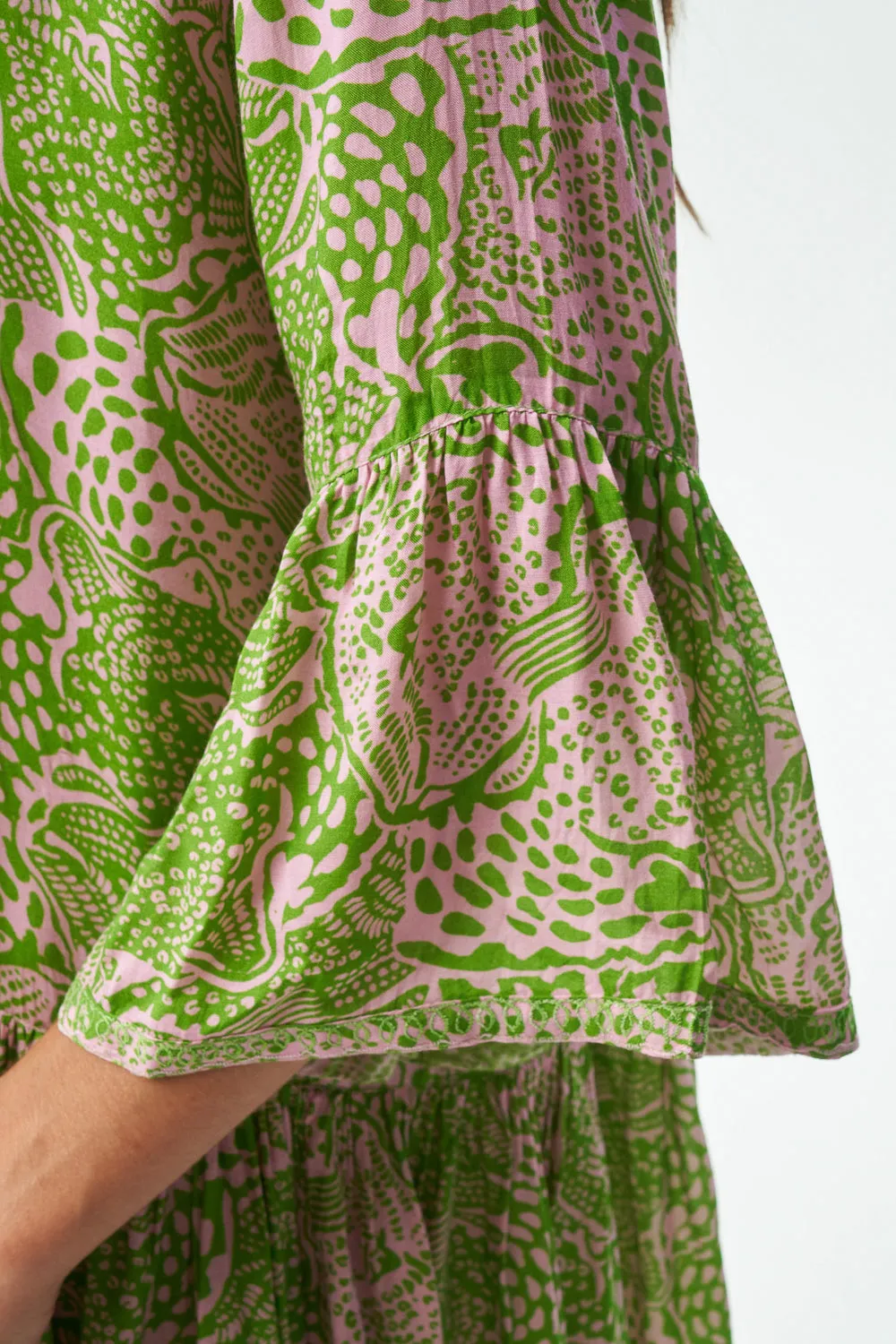 STYLIANOS DRESS - ANIMAL GREEN