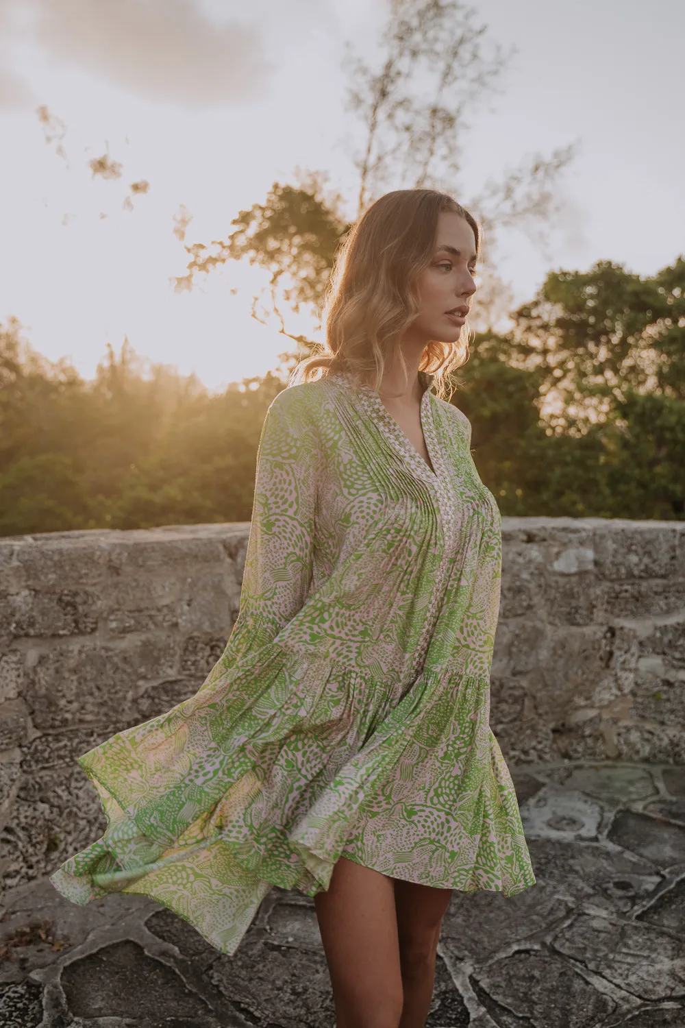 STYLIANOS DRESS - ANIMAL GREEN
