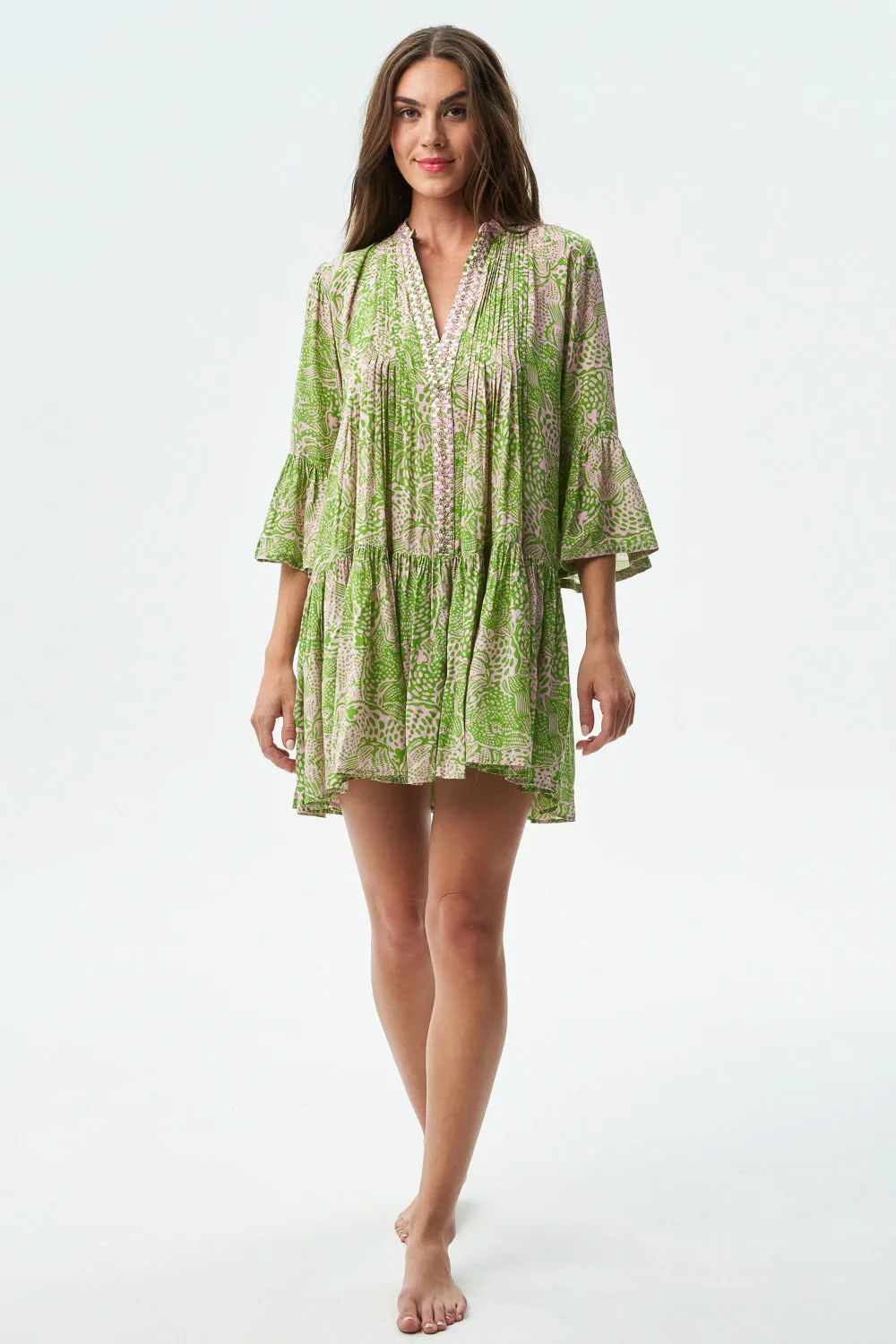 STYLIANOS DRESS - ANIMAL GREEN