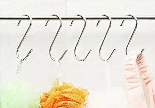 SumDirect 100PCS Scarf Apparel Punch Cup Bowl Kitchen S Shaped Silver Tone Metal Hanging Hooks