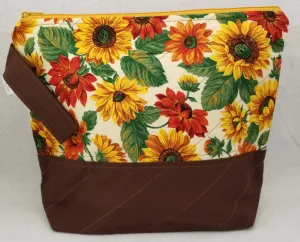 Sunflowers - Brown - Project Bag - Medium