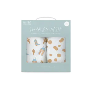 Swaddle Blanket Set Howdy Partner Blue