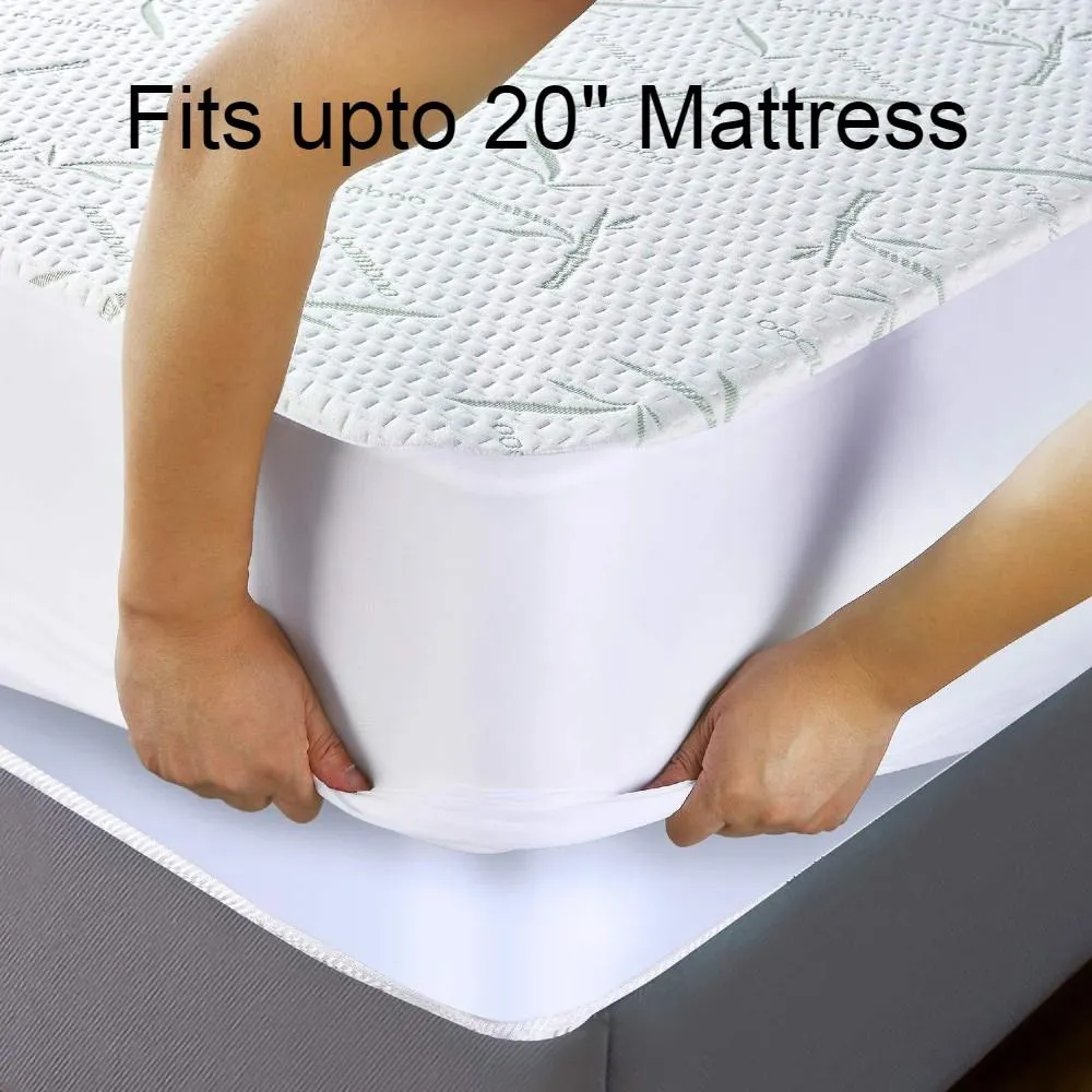 Swiss Bamboo Jacquard Mattress Pad-Hypoallergenic, WaterProof Fits up to 20" Deep Mattress! KING!