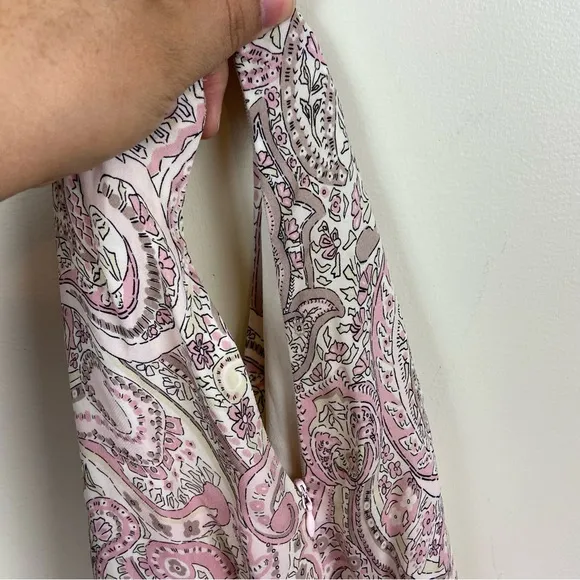 Tahari ASL Baby Pink Lightweight 100%‎ Silk Paisley Flowy Skirt Size 10 Midi VTG