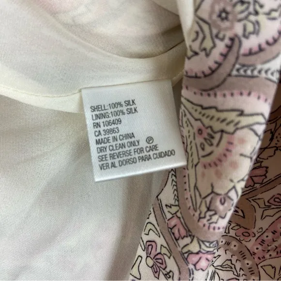 Tahari ASL Baby Pink Lightweight 100%‎ Silk Paisley Flowy Skirt Size 10 Midi VTG
