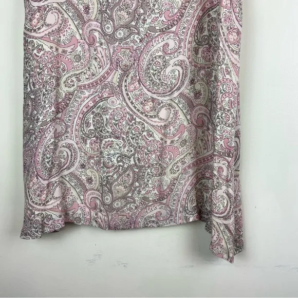Tahari ASL Baby Pink Lightweight 100%‎ Silk Paisley Flowy Skirt Size 10 Midi VTG