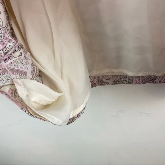 Tahari ASL Baby Pink Lightweight 100%‎ Silk Paisley Flowy Skirt Size 10 Midi VTG