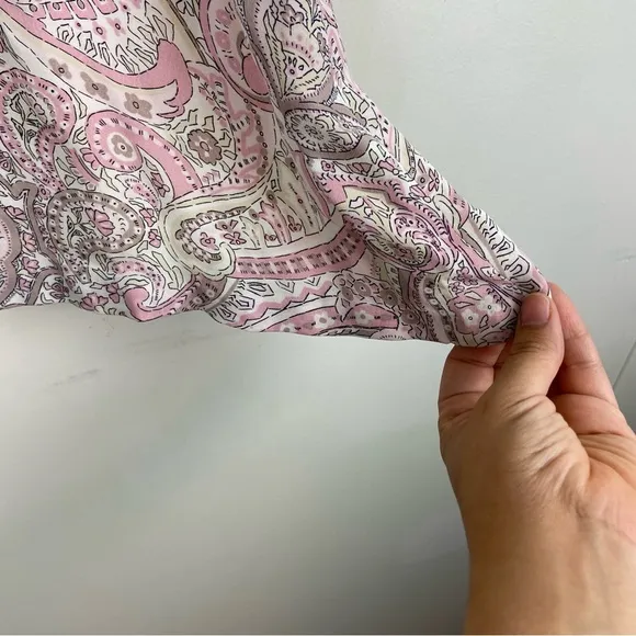 Tahari ASL Baby Pink Lightweight 100%‎ Silk Paisley Flowy Skirt Size 10 Midi VTG