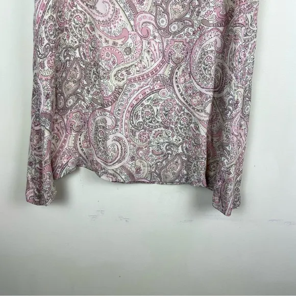 Tahari ASL Baby Pink Lightweight 100%‎ Silk Paisley Flowy Skirt Size 10 Midi VTG