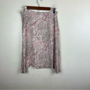 Tahari ASL Baby Pink Lightweight 100%‎ Silk Paisley Flowy Skirt Size 10 Midi VTG