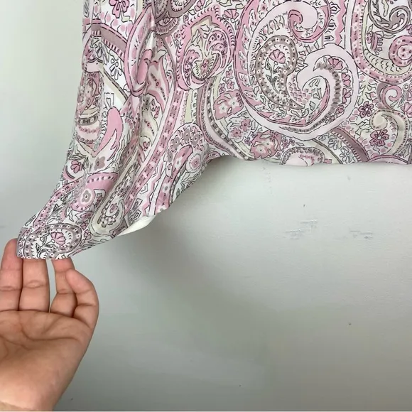 Tahari ASL Baby Pink Lightweight 100%‎ Silk Paisley Flowy Skirt Size 10 Midi VTG