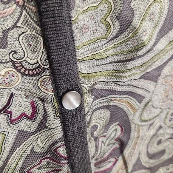 Talbots Italian Merino Wool Silk V Neck Cardigan Sweater Size L
