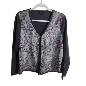 Talbots Italian Merino Wool Silk V Neck Cardigan Sweater Size L