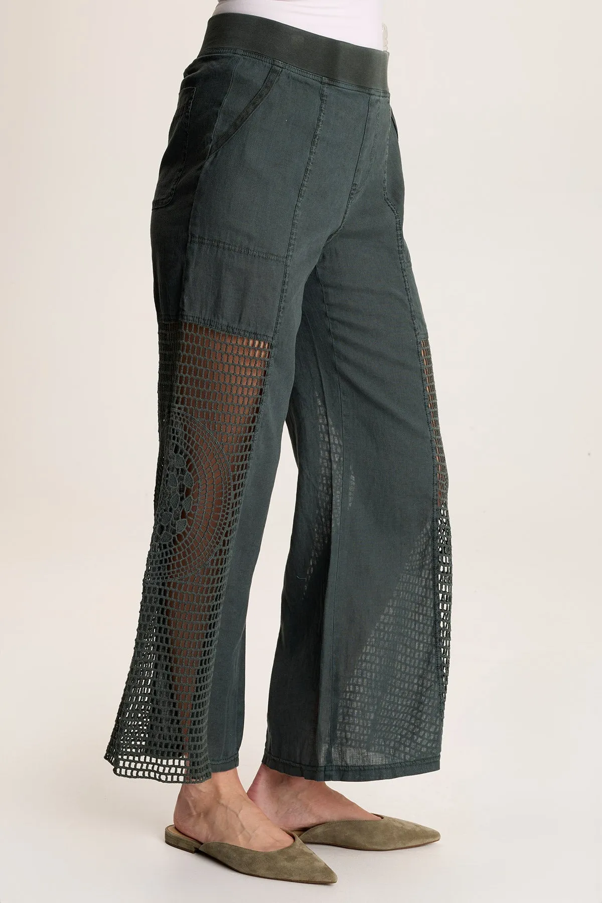 Tangent Linen/Crochet Wide Leg Pant