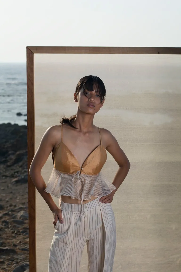 Tea dyed mulberry silk bralette