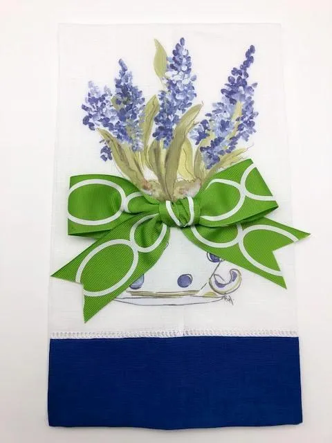TEA TOWEL - DBB - BLUE HYACINTH - BLUE BAND AND BOW