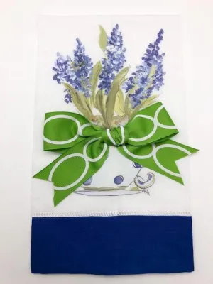 TEA TOWEL - DBB - BLUE HYACINTH - BLUE BAND AND BOW