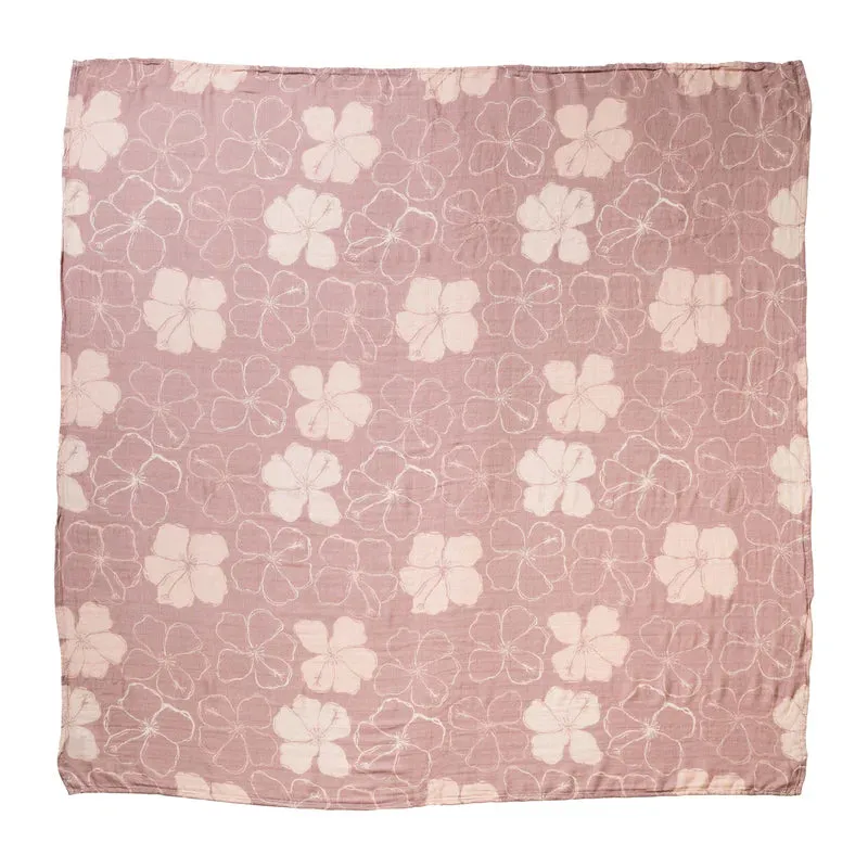 The Keiki Dept Swaddle, Purple Kokio Hibiscus