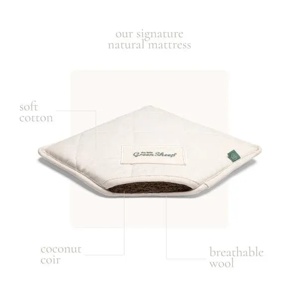The Little Green Sheep Quilted Moses Basket Bundle - Linen Rice
