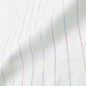 Thin Striped Multi Colors 100% Natural Linen Fabric By The Yard/CL1043
