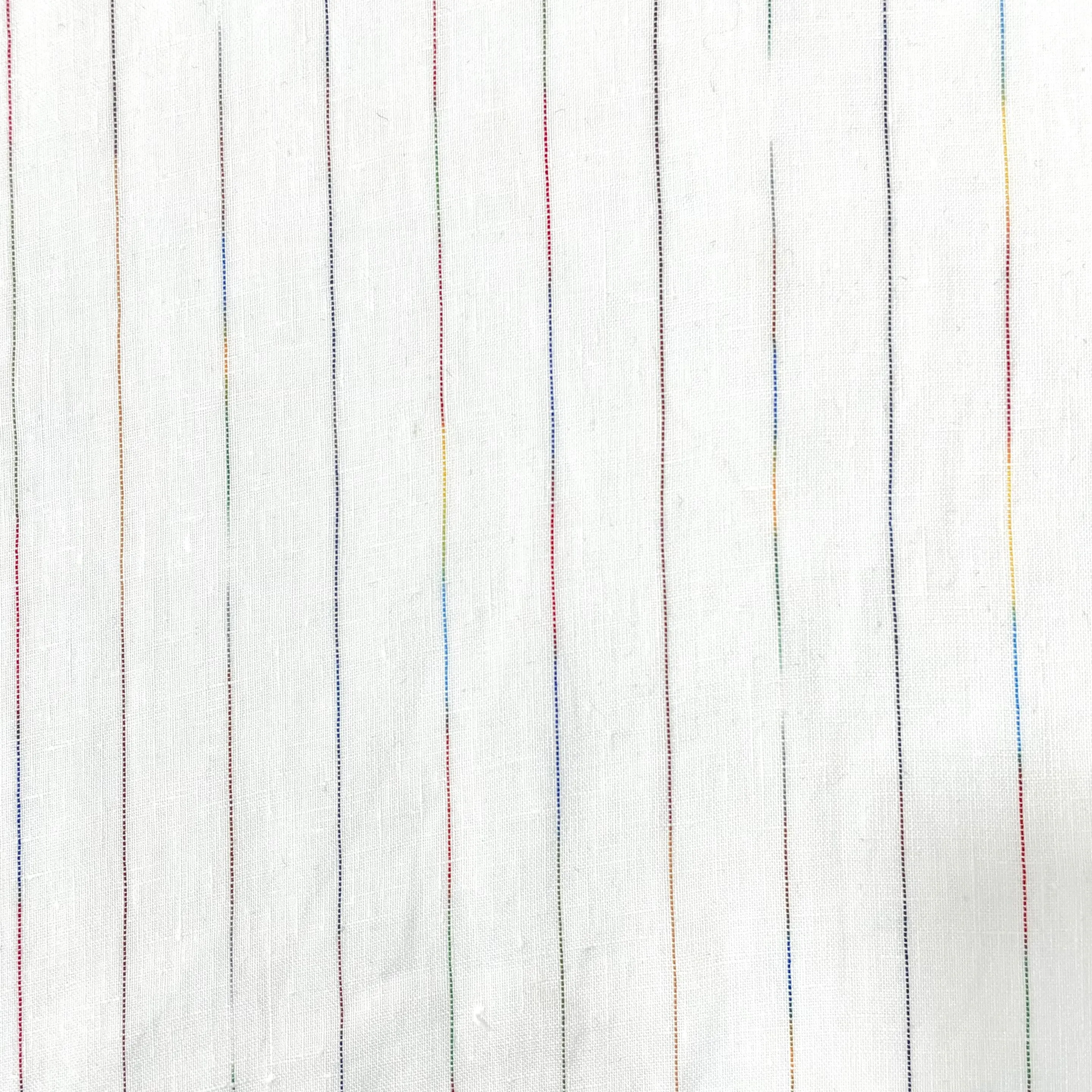 Thin Striped Multi Colors 100% Natural Linen Fabric By The Yard/CL1043