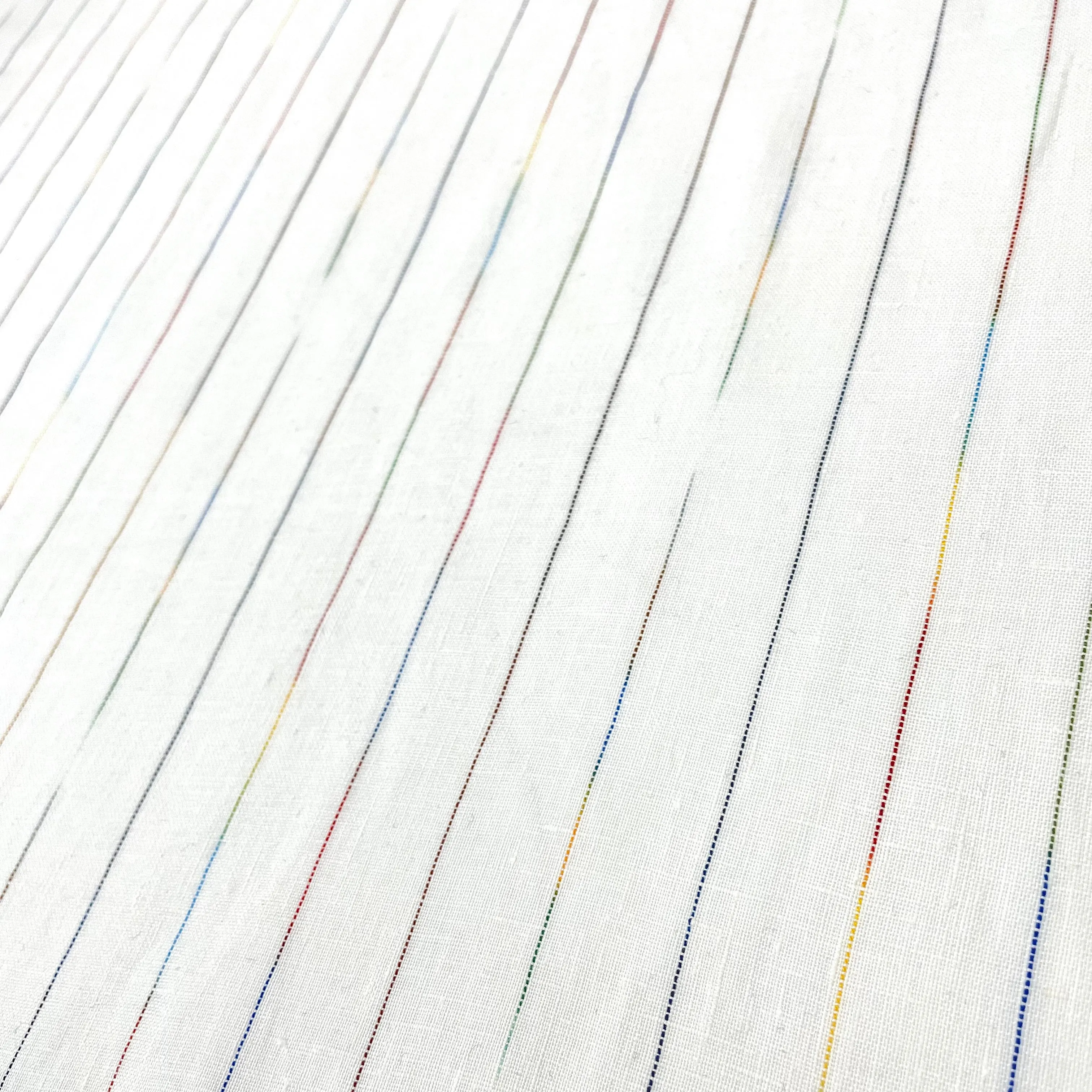 Thin Striped Multi Colors 100% Natural Linen Fabric By The Yard/CL1043