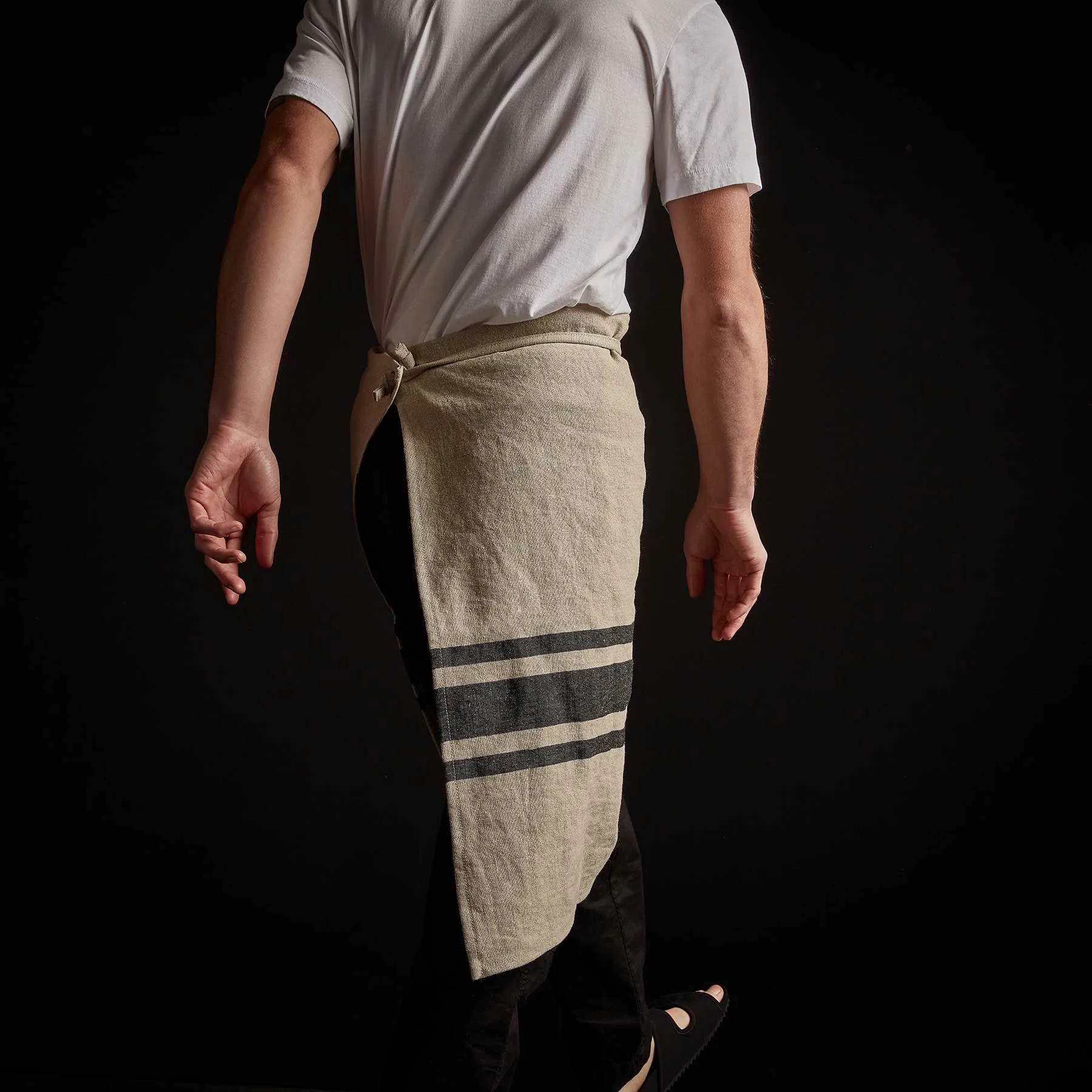 Three Stripe Half Apron - Natural/Black